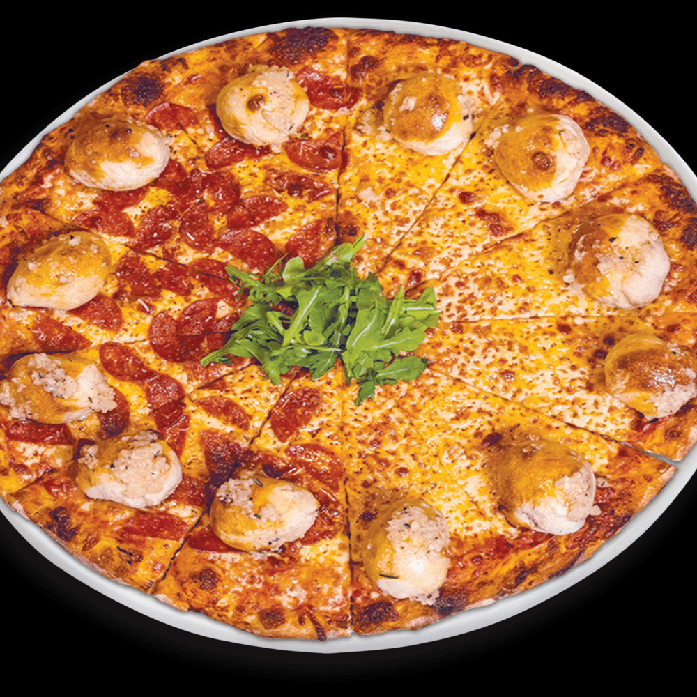 18" Garlic Knot Pizza – Half Cheese / Half Pepperoni