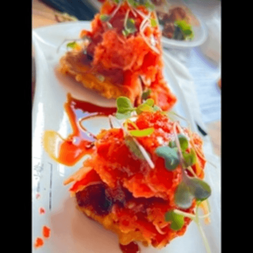 Stuffed Sweet Potato with Spicy Crab and Tuna or Creamy Avocado Mix (3 Pieces)