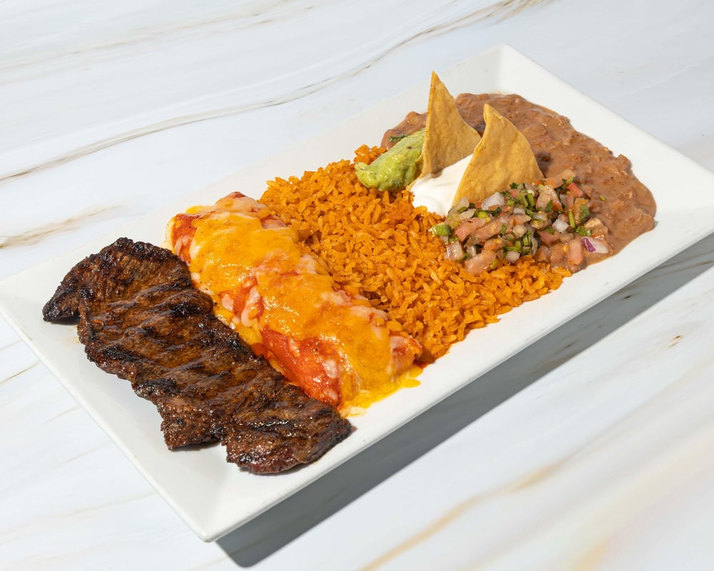 Steak And Enchilada Platter