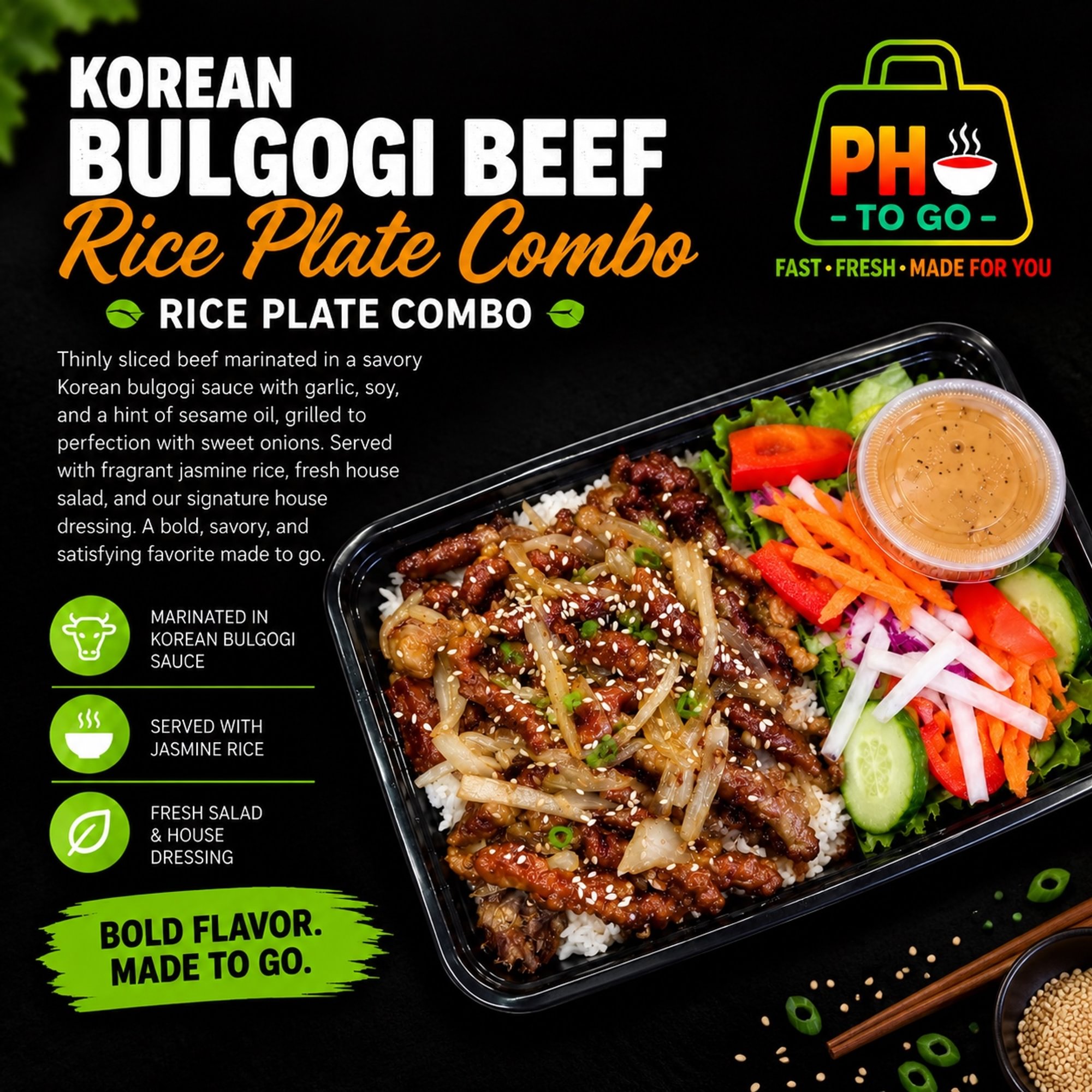A11: Korean Bulgogi Beef Rice Plate Combo