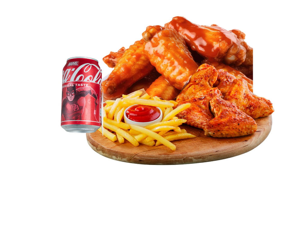 8 Chicken Wings + Fries & 12oz Drink