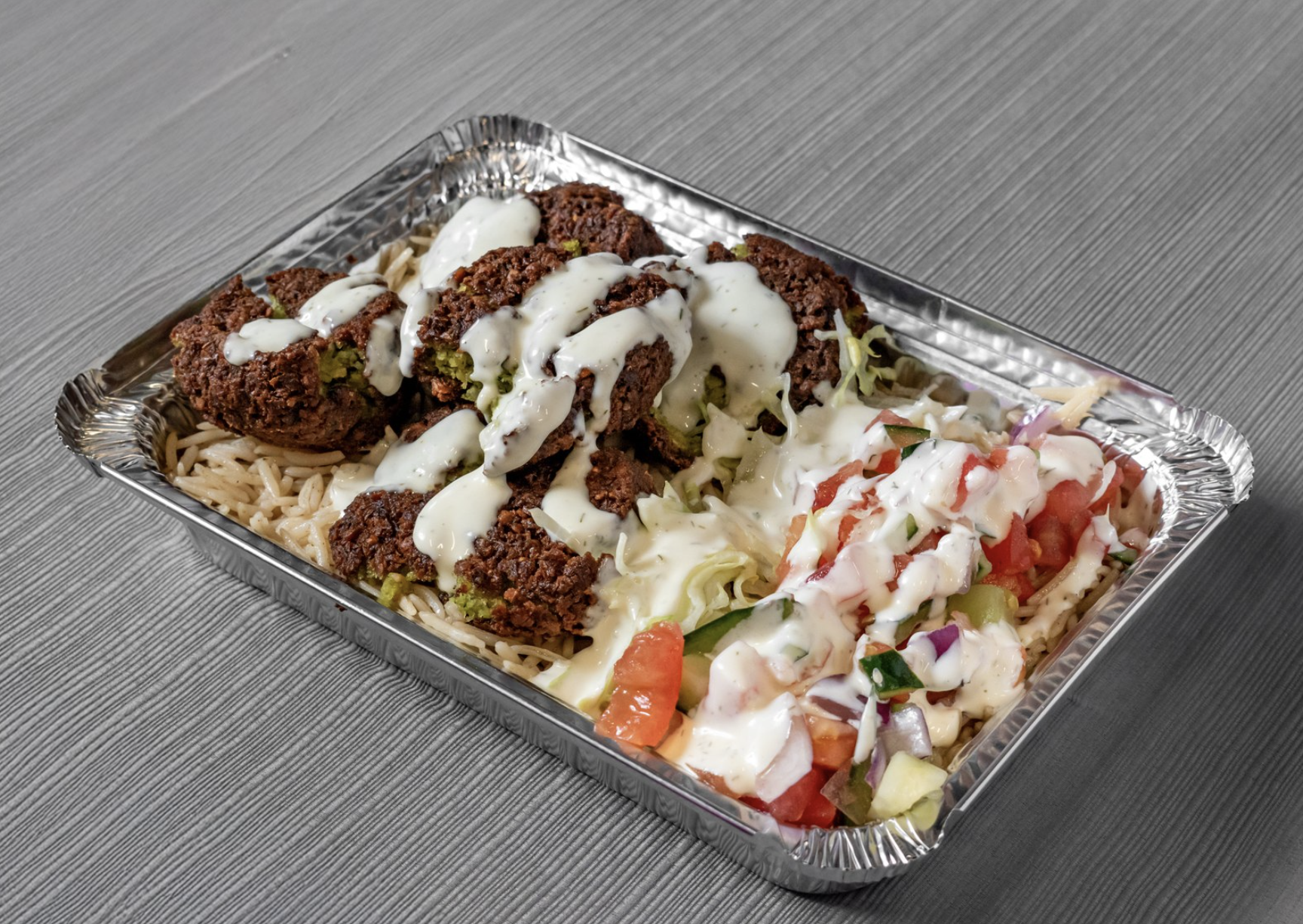 Falafel Over Rice Platter