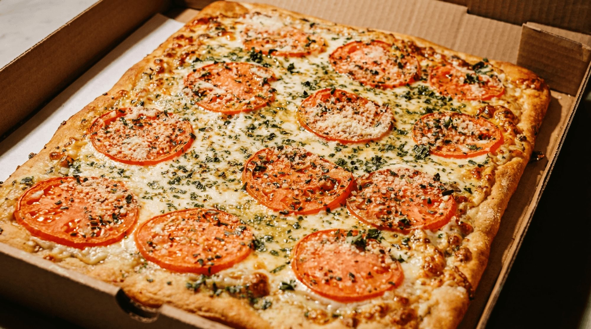 Fresh Tomato Garlic Square Pizza