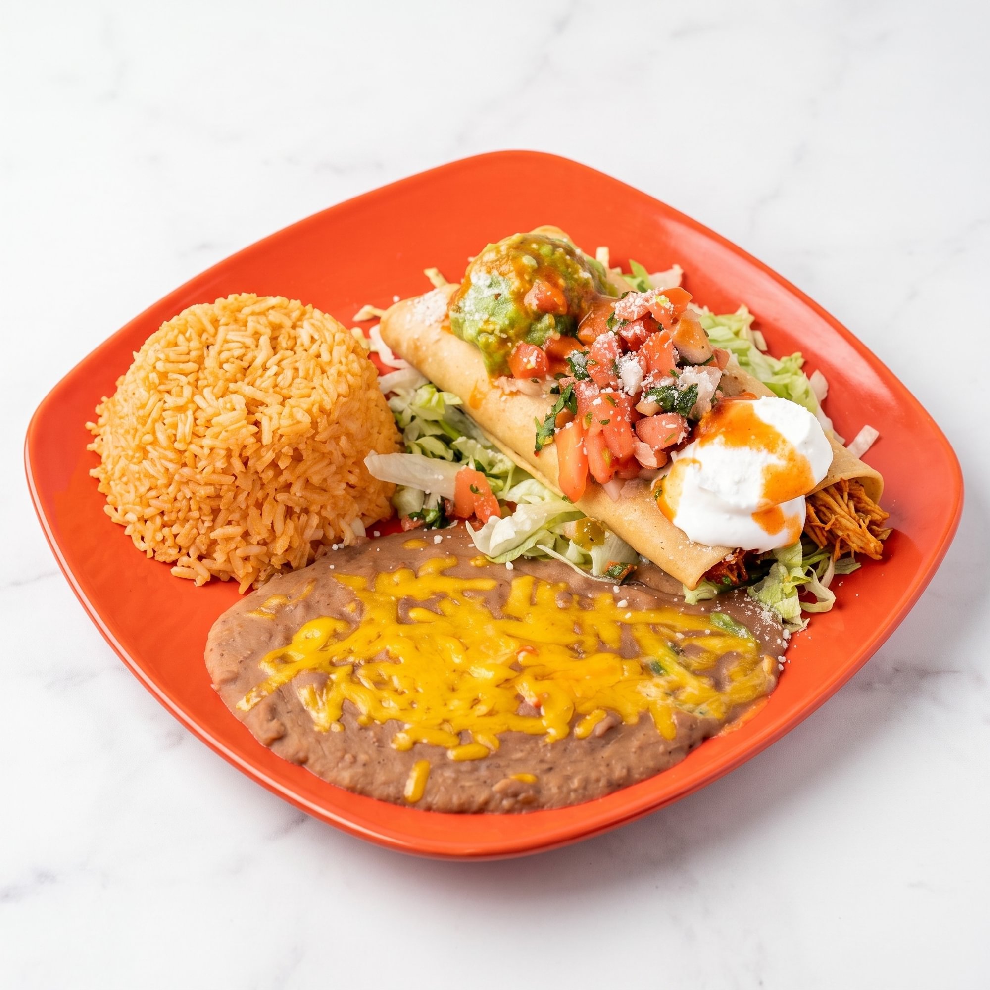 Two Flautas, Rice & Beans