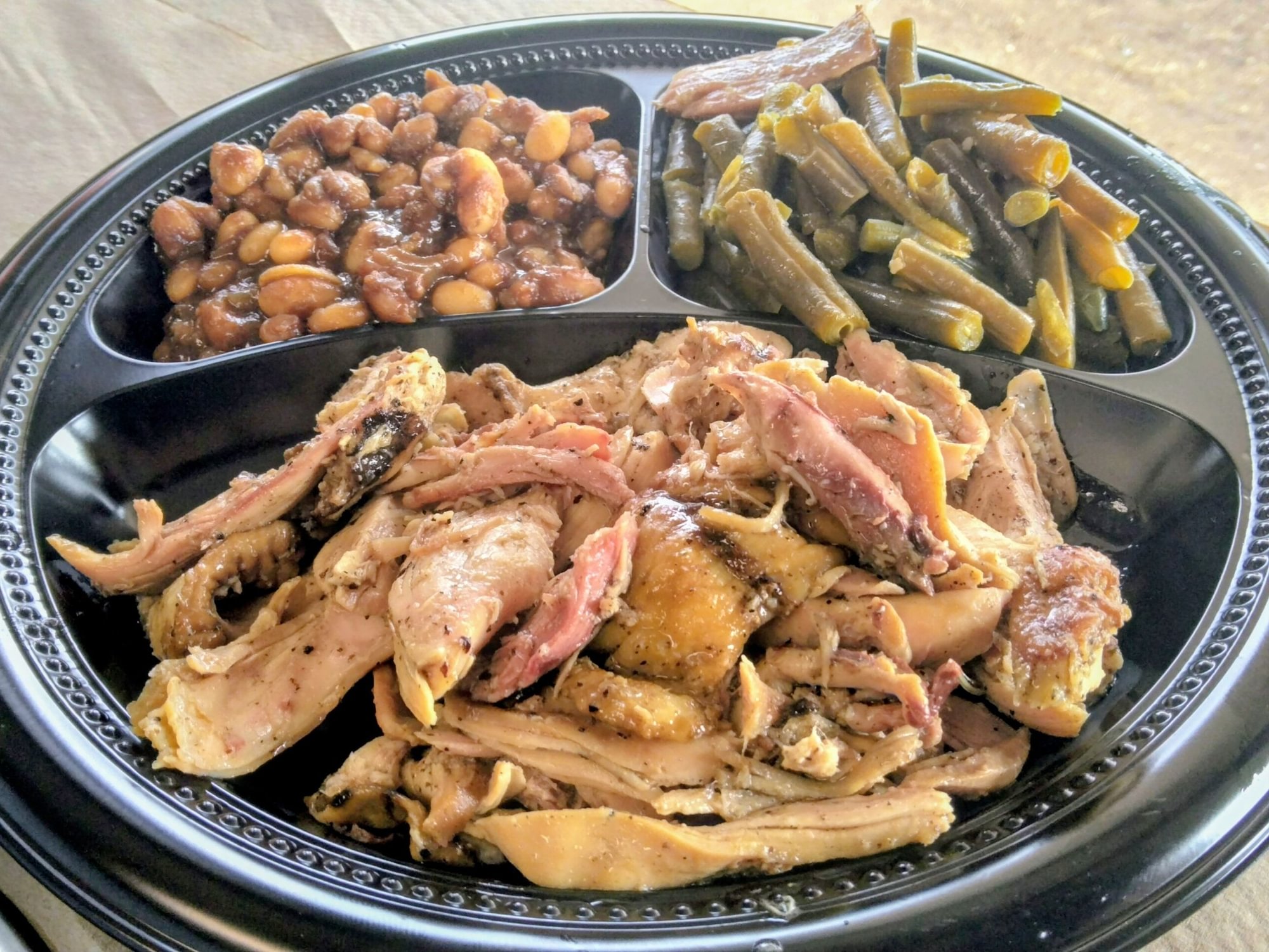 1/3 LB PULLED CHICKEN & 2 SIDES
