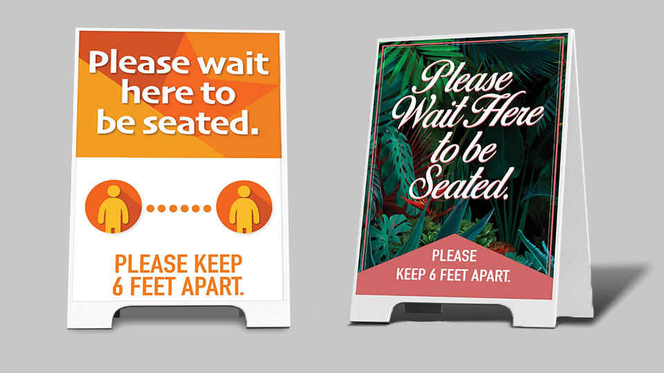 custom a-frame sidewalk signs for social distancing