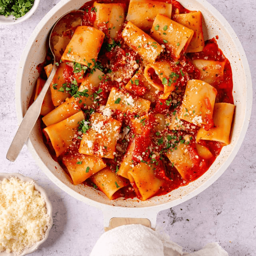 Paccheri Pasta with Chicken Cacciatore