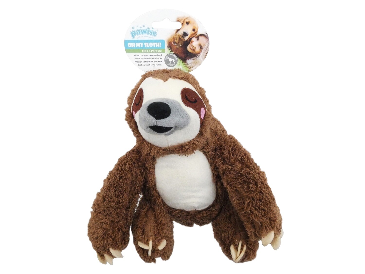 PAWISE PLUSH SLOTH DOG TOY 33CM
