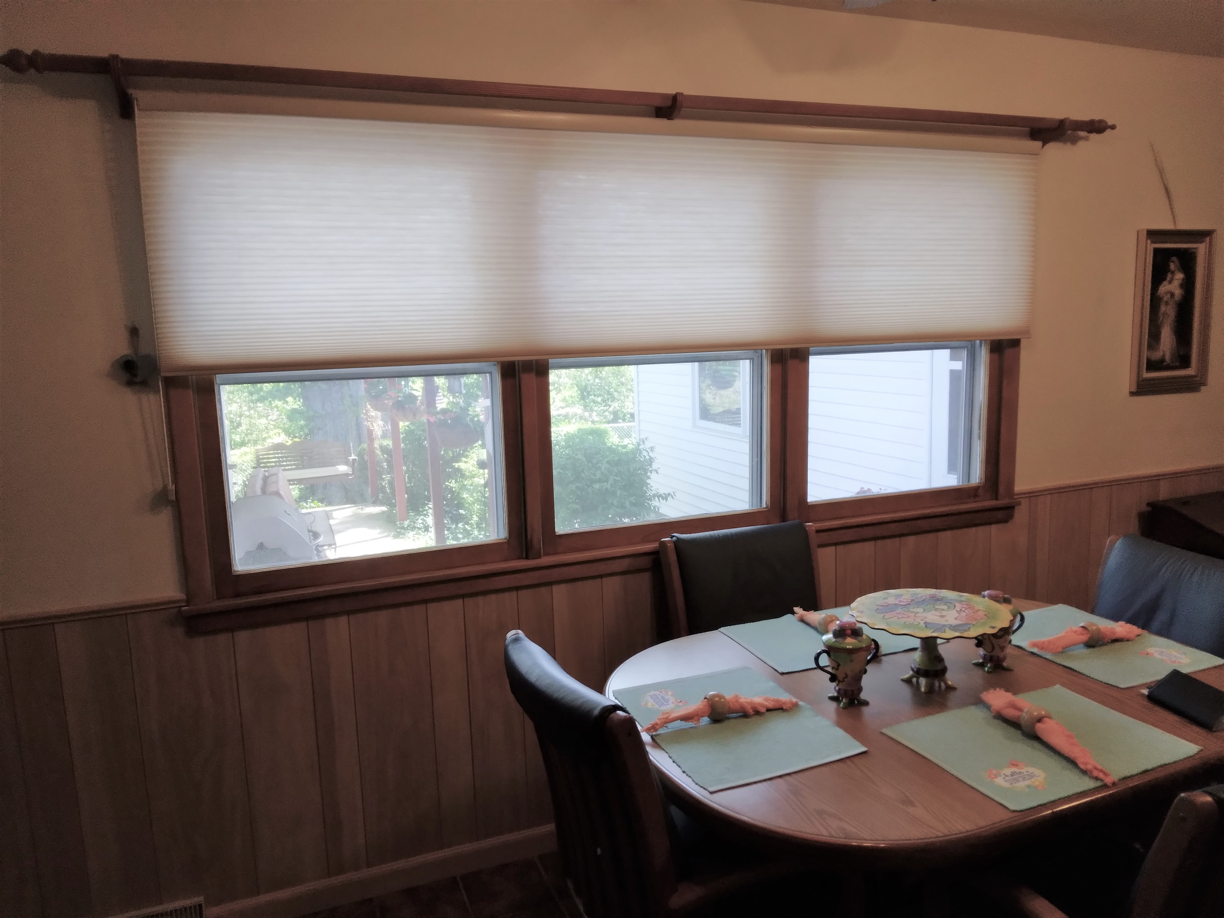 Cellular shades are a great option when you want one shade to cover a wide window.  BudgetBlinds  WindowCoverings  Shades  CellularShades  SpringfieldIllinois