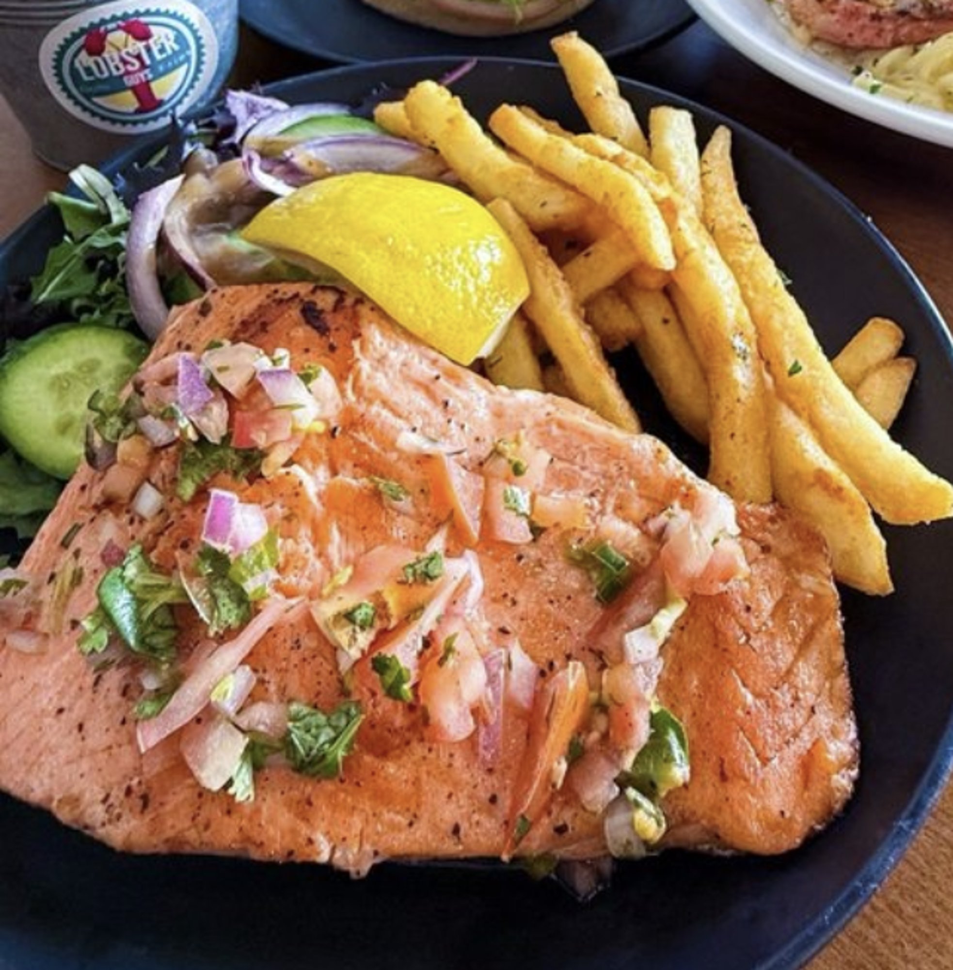 Grilled Salmon with Fries