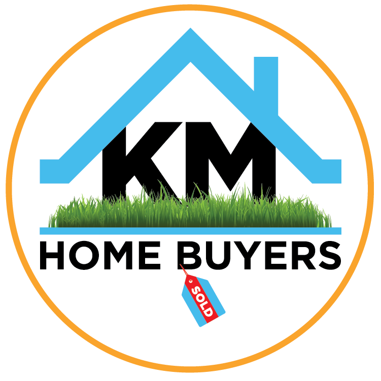 KM Home Buyers, "We Buy Distressed Houses for Cash" Logo