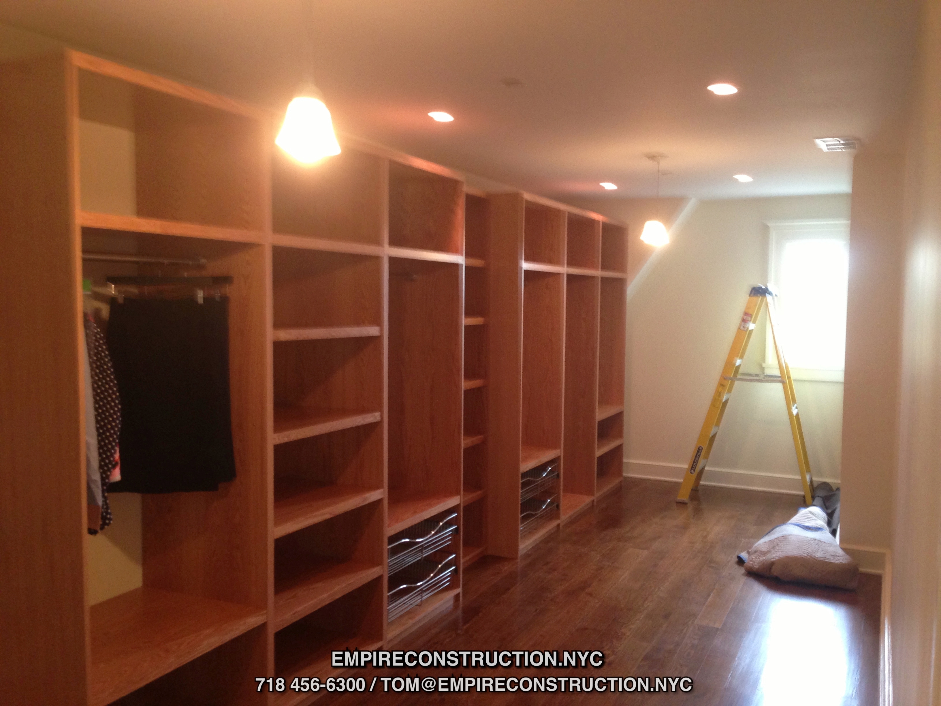 Custom made:  libraries, vanities, kitchens, entertainment centers, walk in closets, restaurant furniture, wardrobes, dressers, storage chests, fireplace mentols, running trims, custom closets, knishes, seat storages,  are only few examples of furniture or build in units that we can customize to your needs.  We are capable of satisfying even the most sophisticated requests.