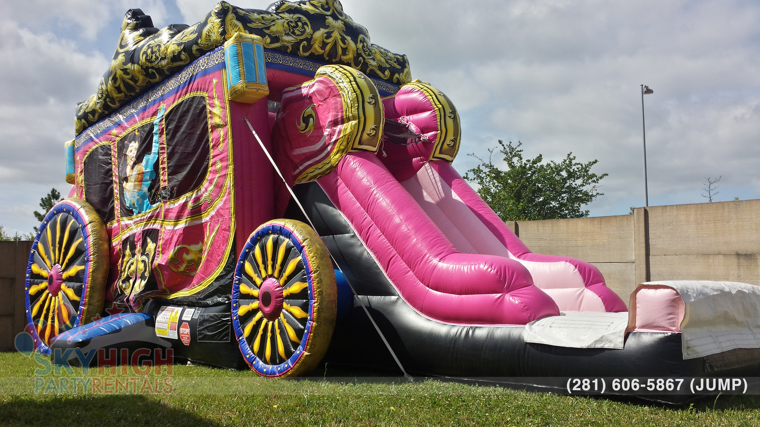 Princess Carriage Bounce House Party rentals in Houston, Texas & surrounding neighborhoods