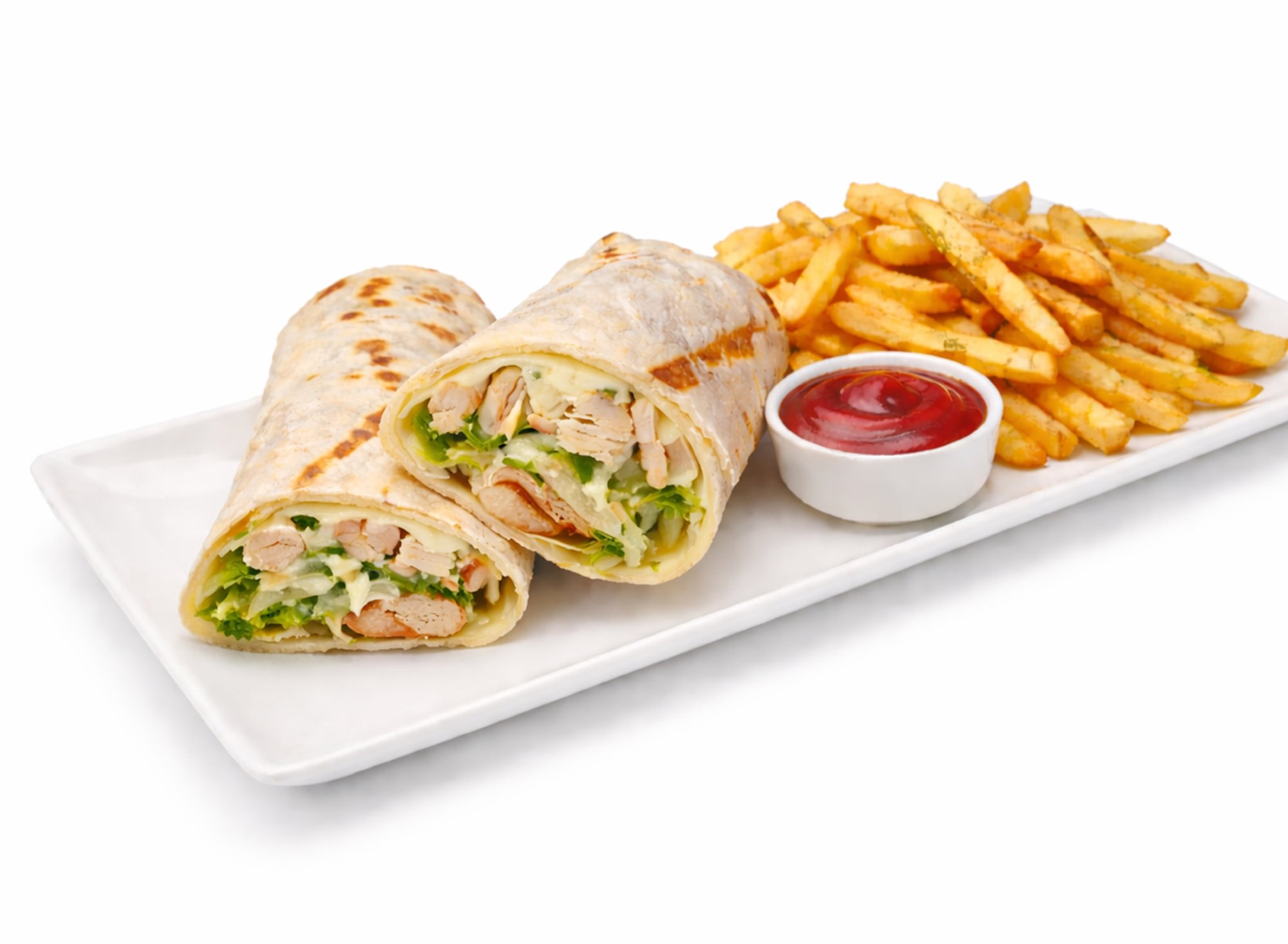 Grilled Chicken Caesar Wrap + Fries