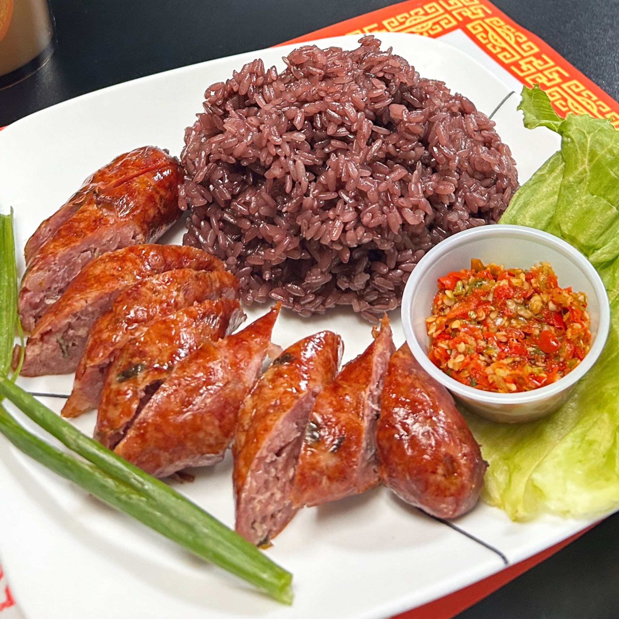 Hmong Sausage w/ Purple Sticky Rice
