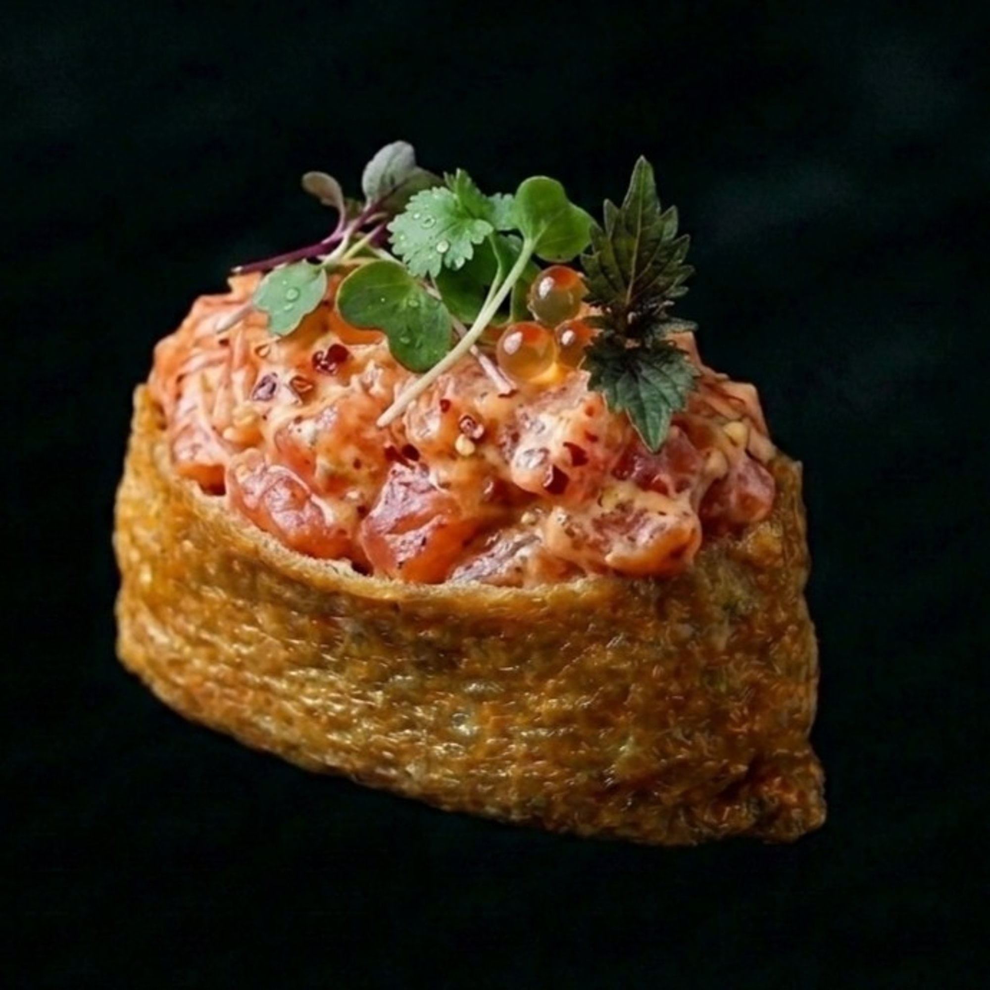 Spicy Yellowtail with Micro Greens Inari