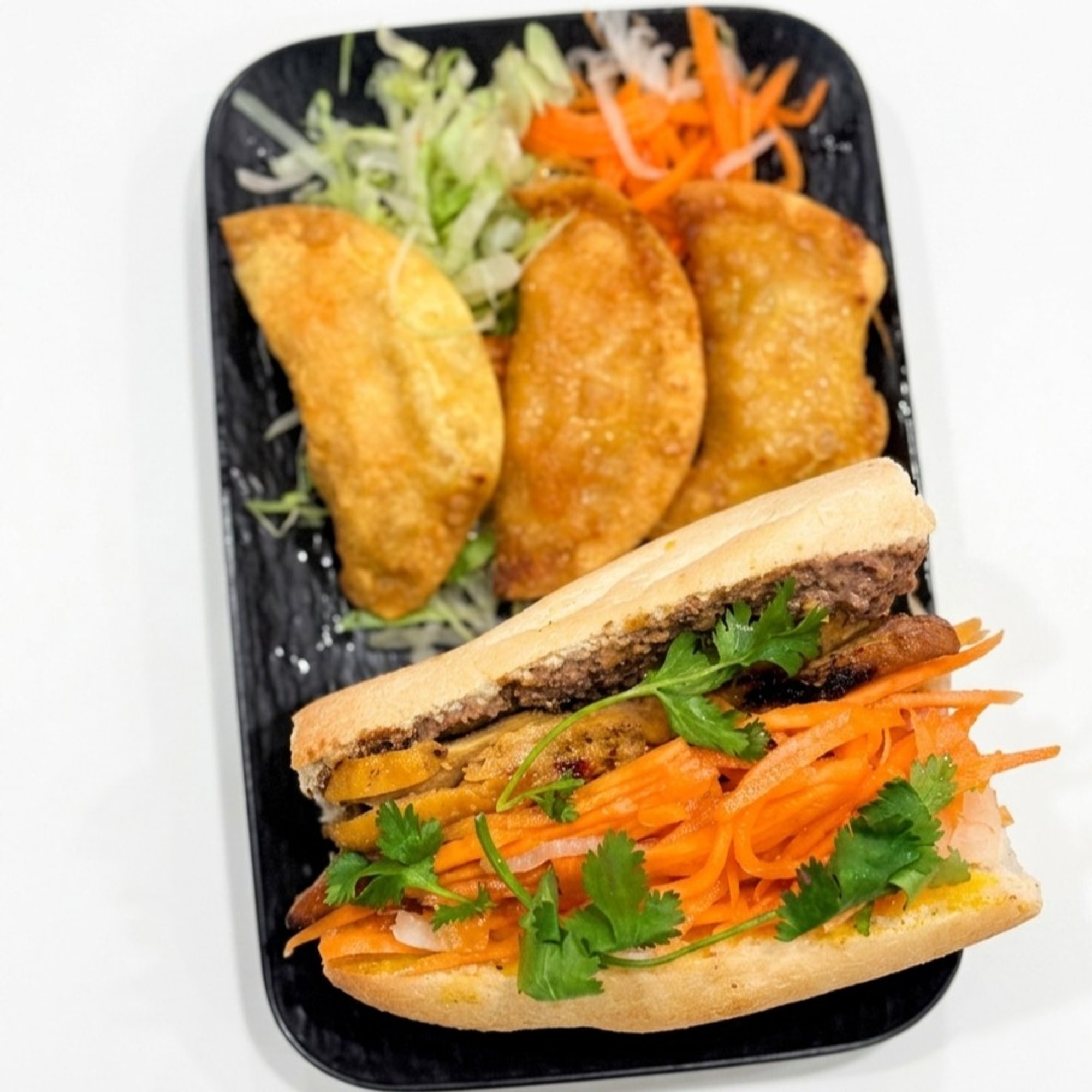 Half Banh Mi and Fried Dumplings