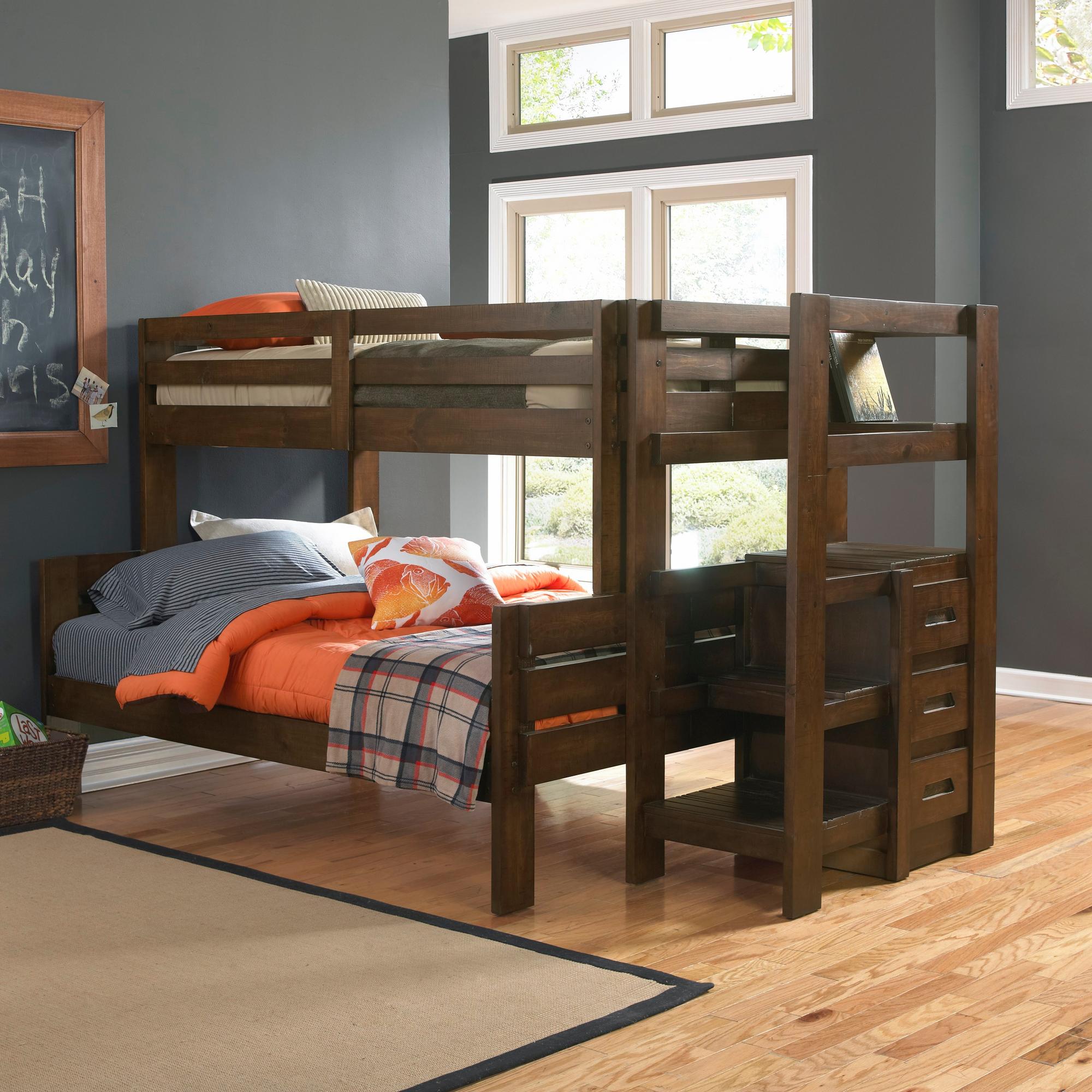 Twin Over Full Cheyenne Bunk Bed w/Stair Case 