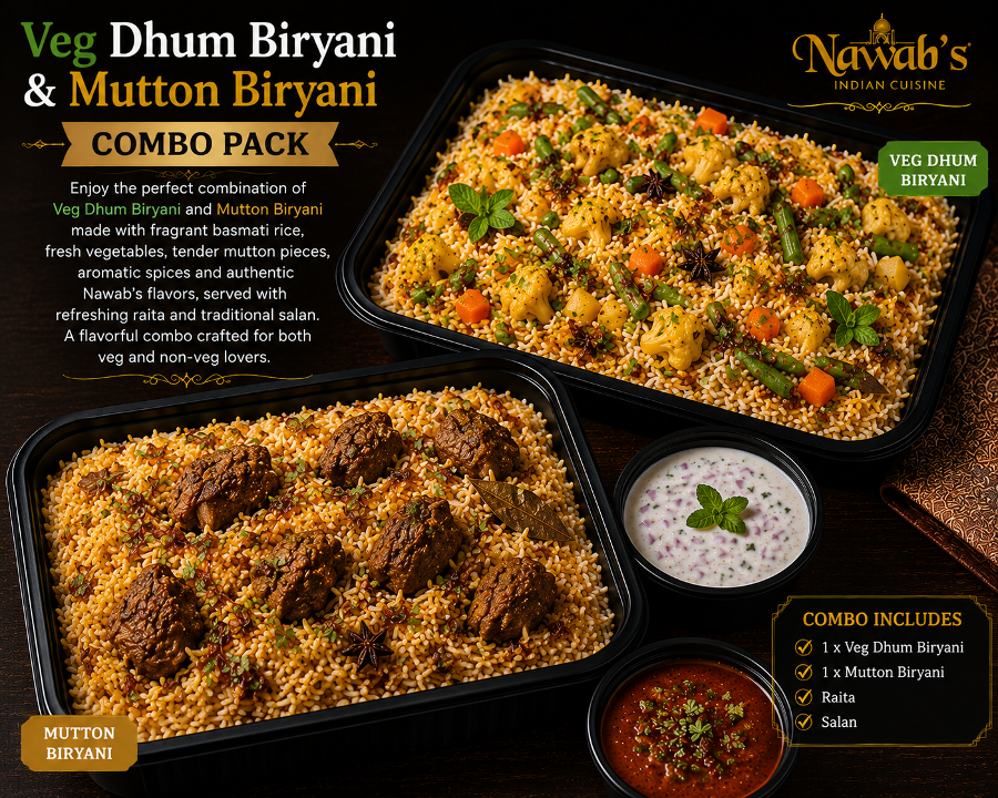 1 x Veg Dhum & 1 x Mutton Fry-Piece Biryani
