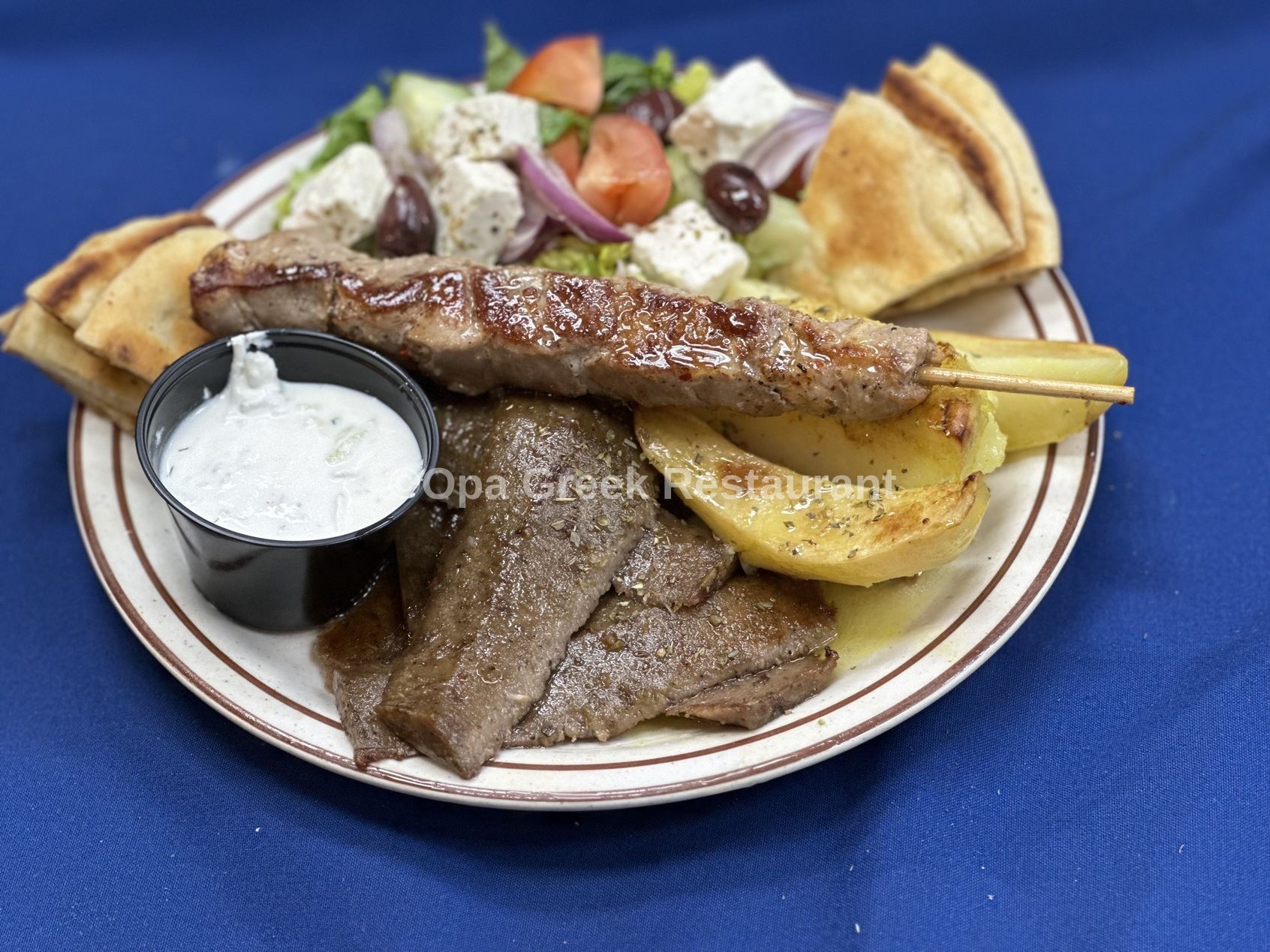 Combo #1 Gyro Meat & Pork Souvlaki