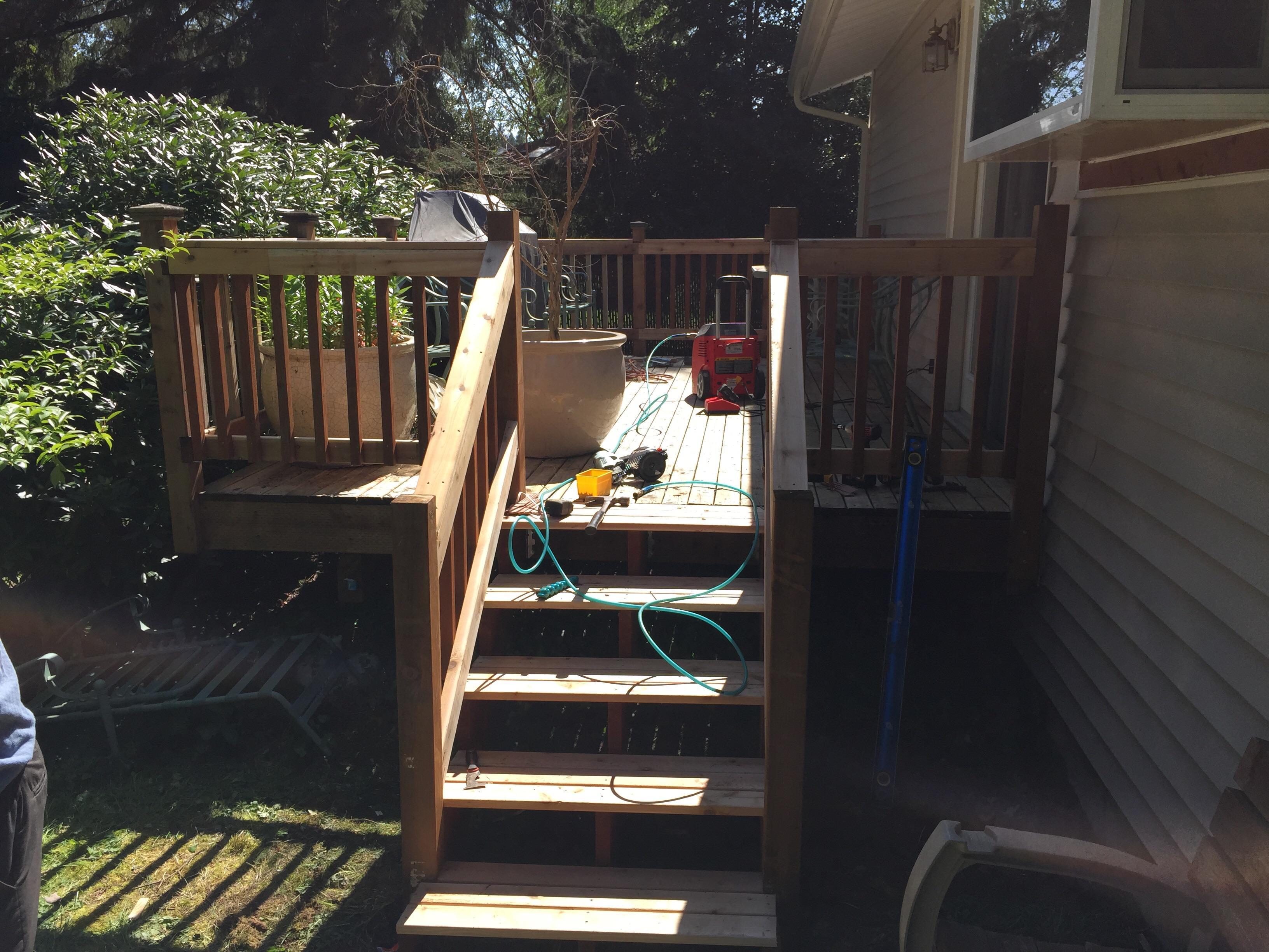 Adding rails to a deck