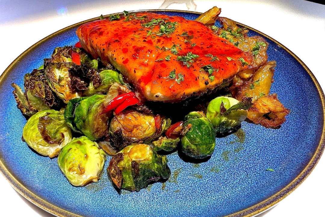 Sweet Chili Salmon with Brussels