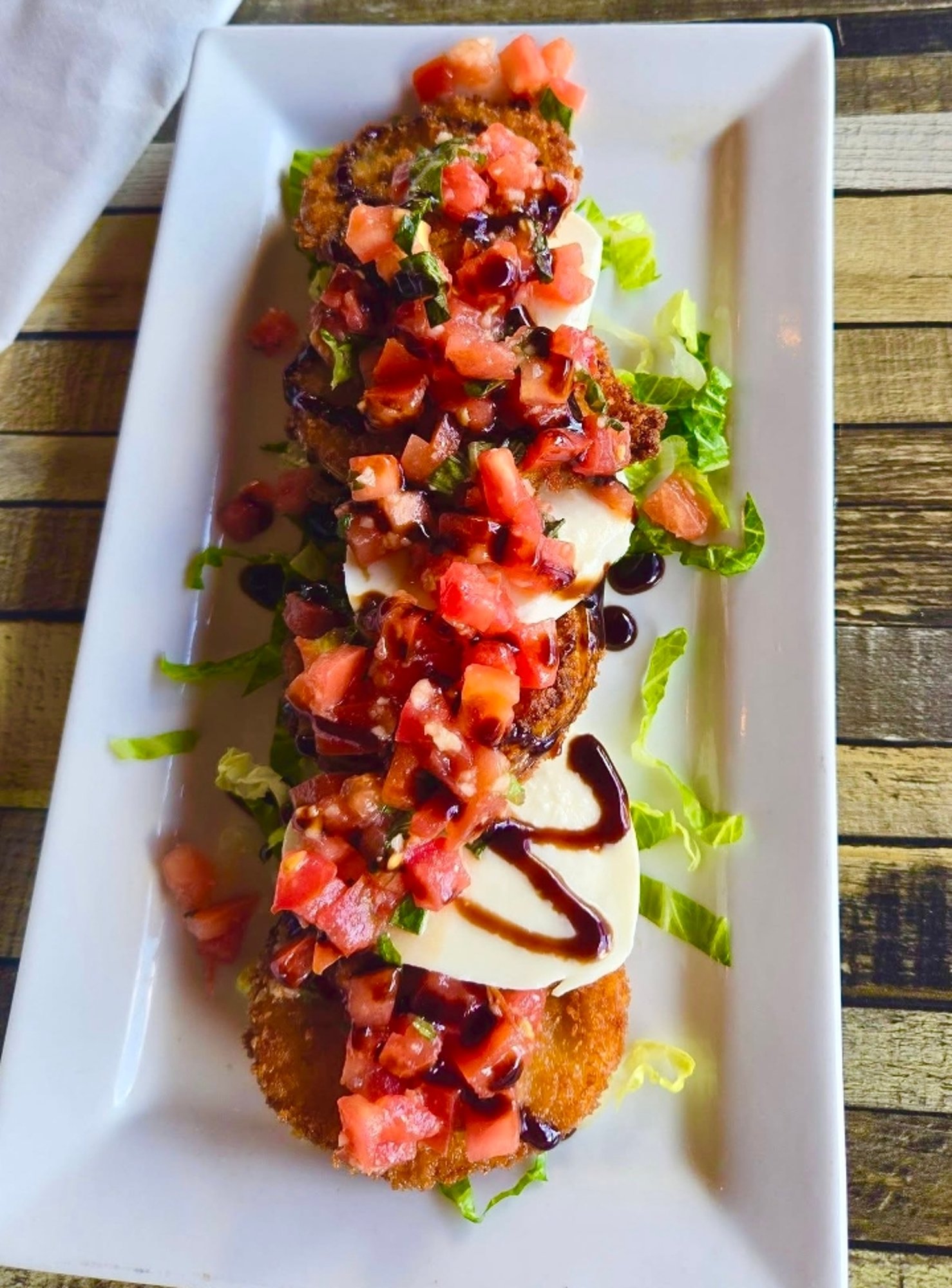 Fried Green Caprese (v)