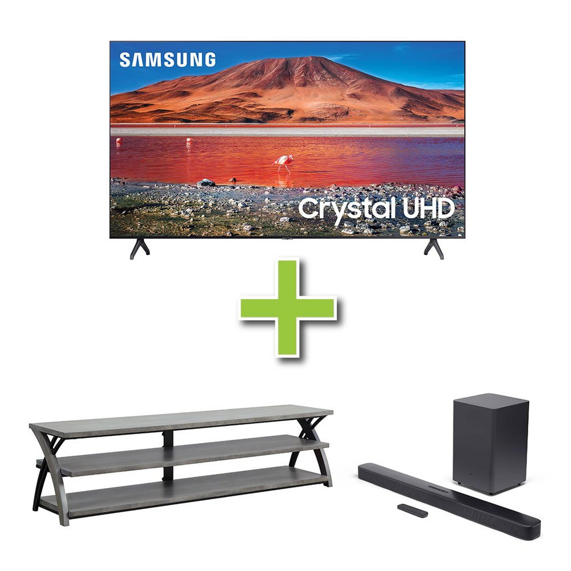82" Samsung TV w/ Soundbar & TV Stand