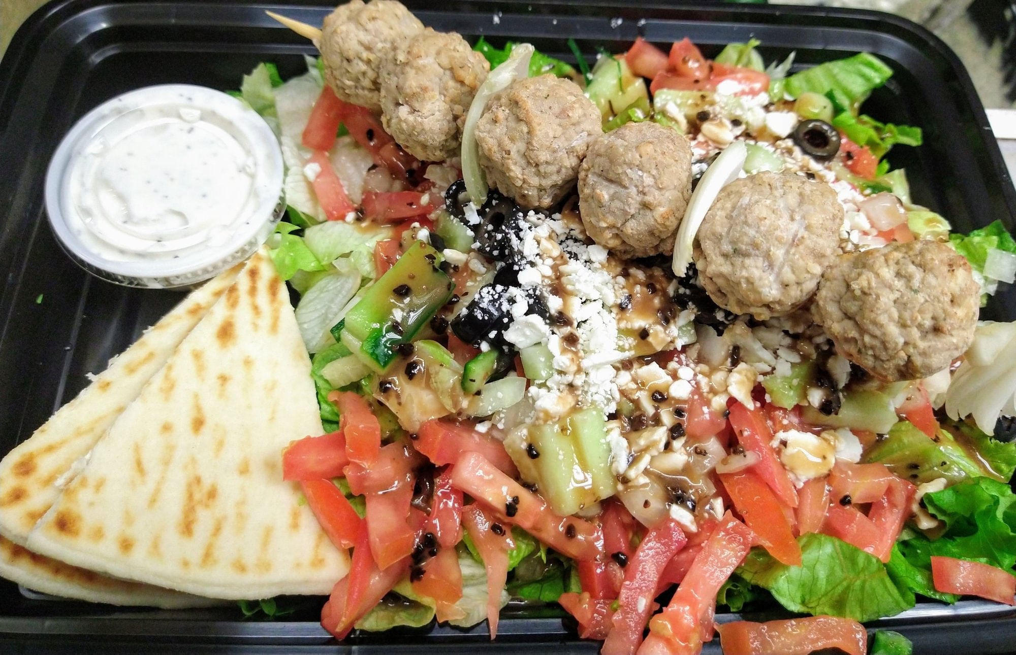 Greek Salad With Kofteh Kabob (not gluten free)