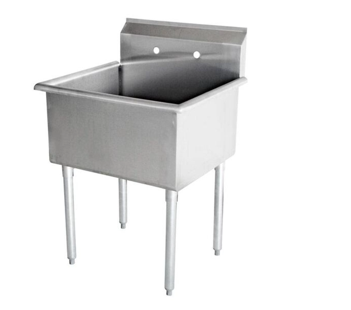 Zanduco 21" 18-Gauge One Compartment Budget Stainless Steel Sink with 3.5" Center Drain - 18" x 18"