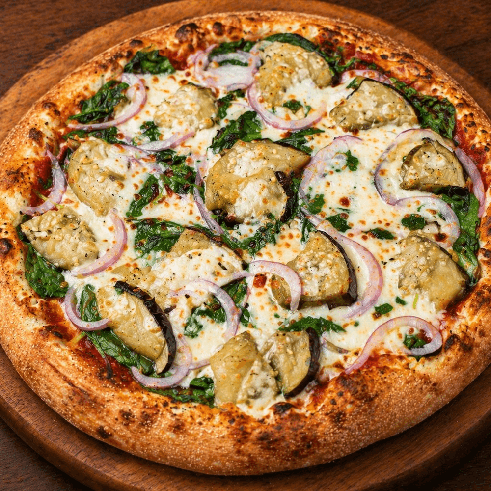 Eggplant & Spinach Pizza