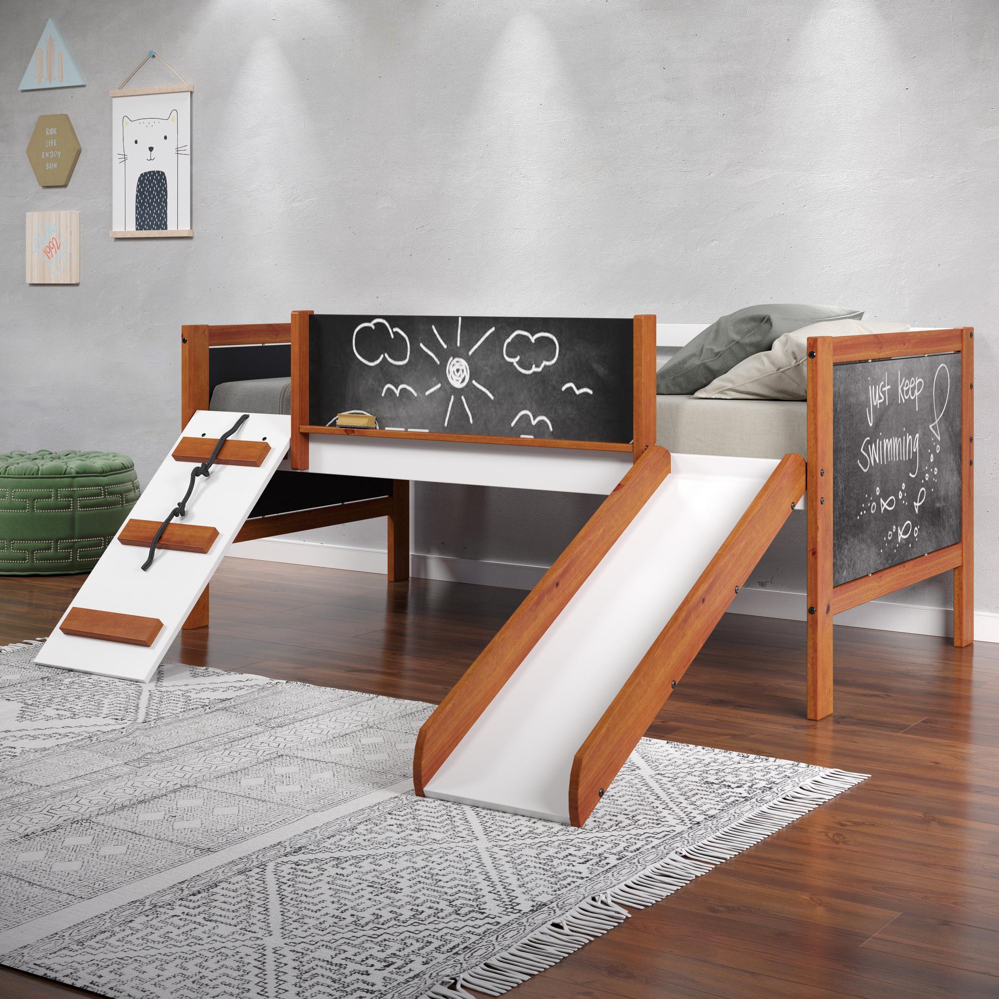 Twin Aurea Bed w/Slide - Cherry Oak & White 