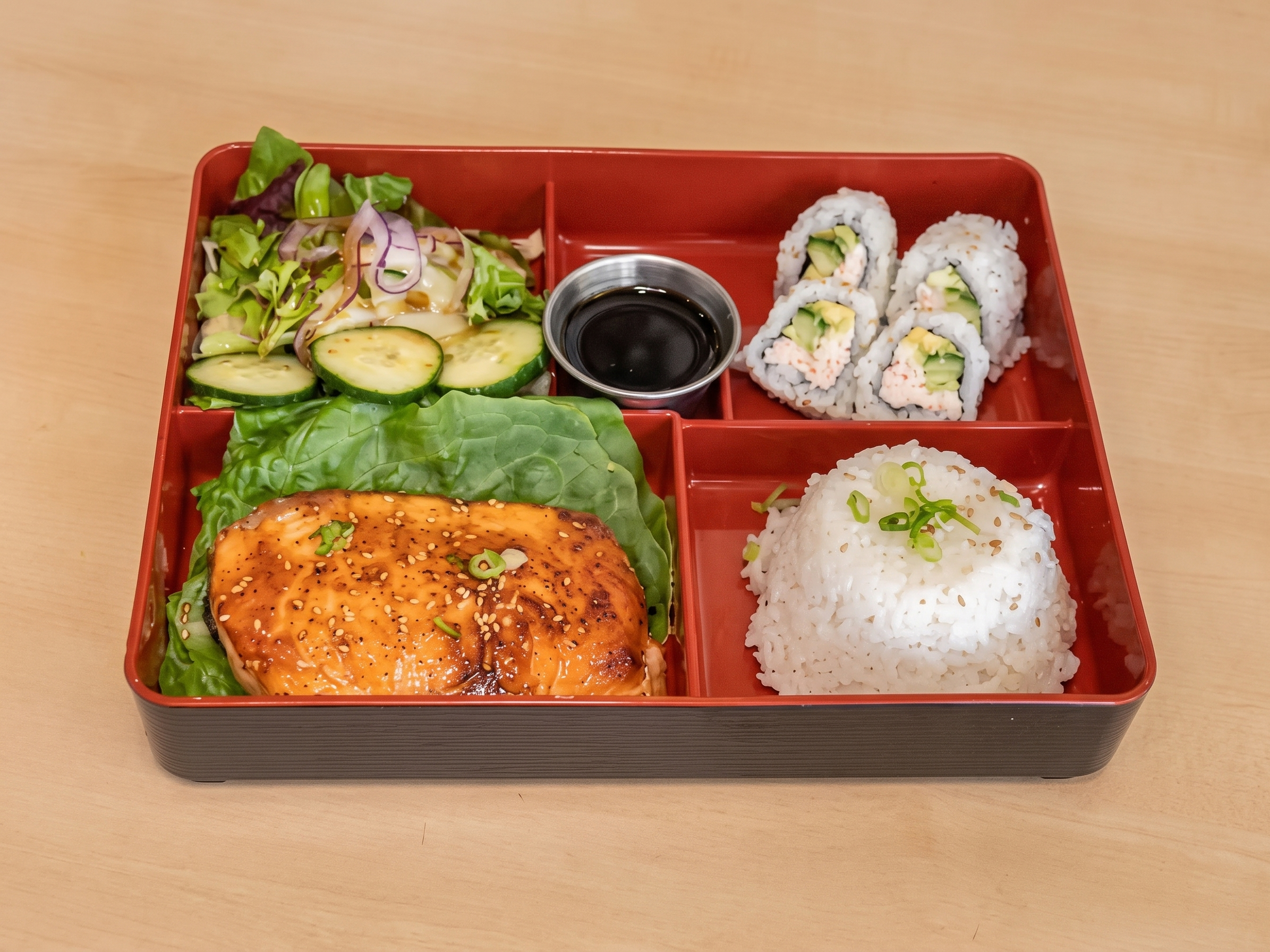 Salmon Teriyaki Bento Box W/ California Roll