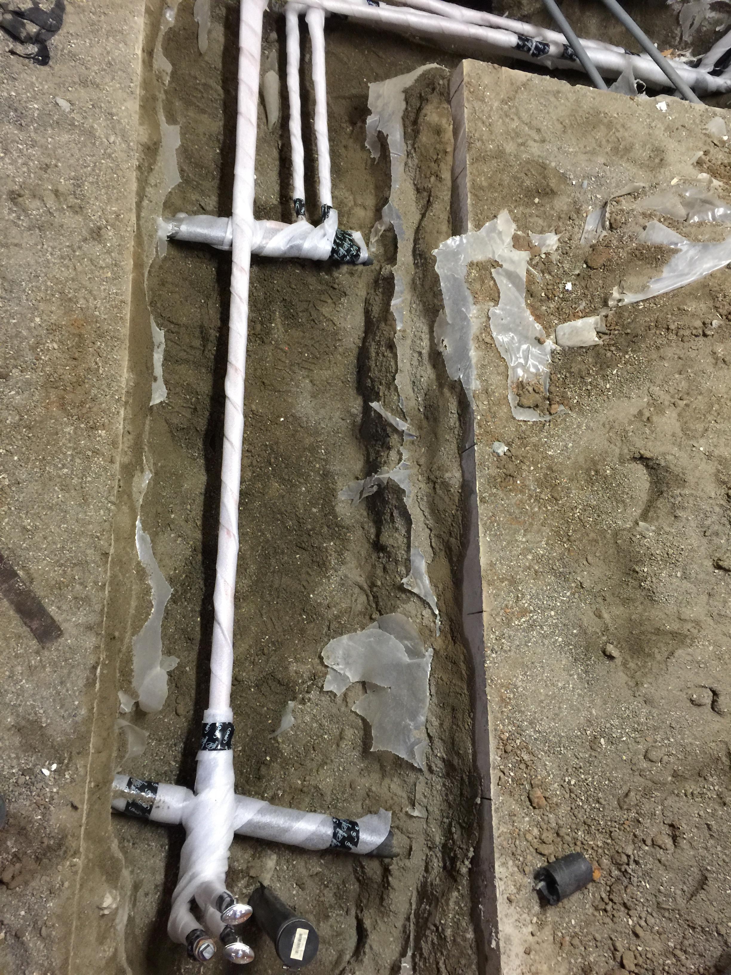 Ran cold water line,Vacuum line,air line,Sewer line for a dentist chair