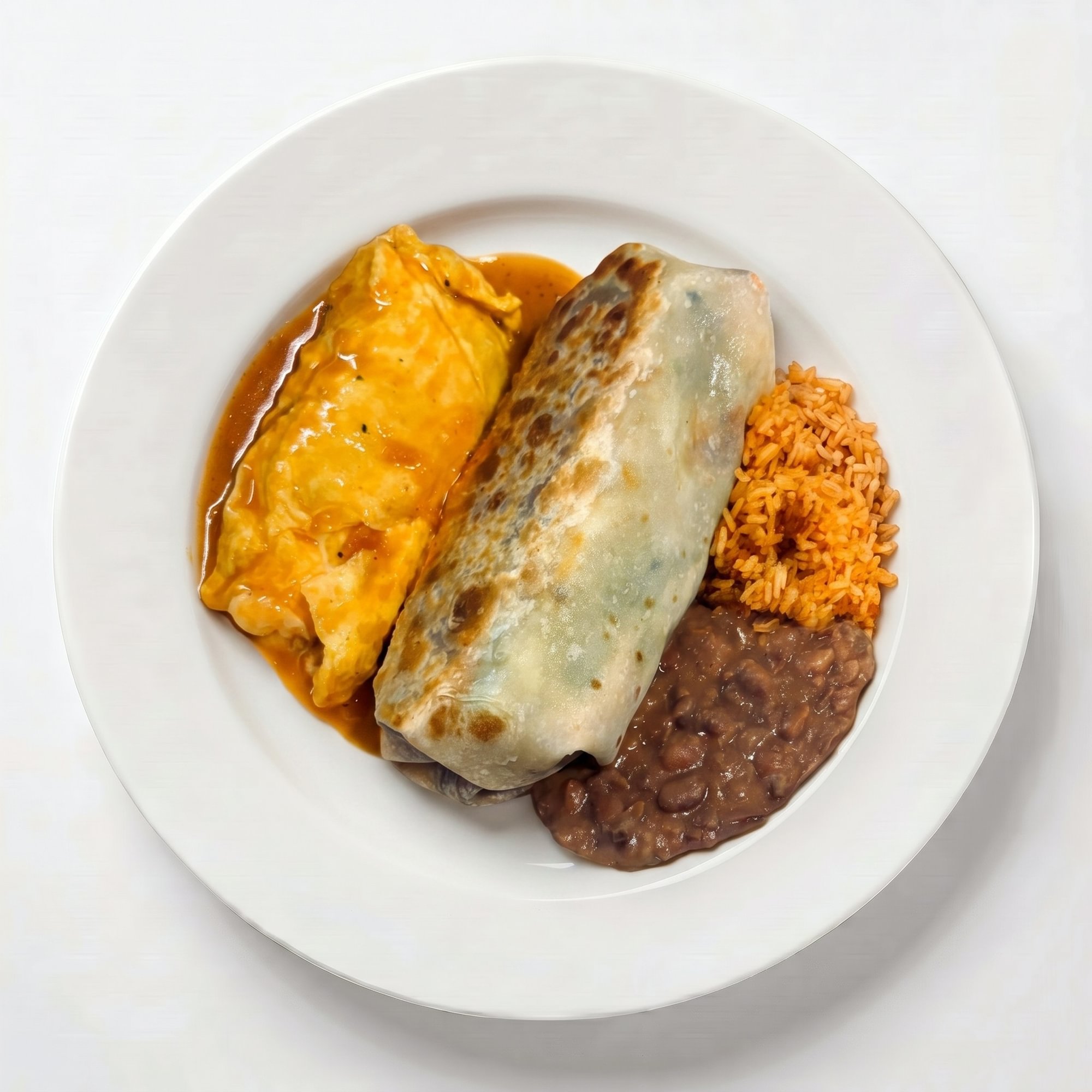 29. Burrito Especial de Res, Chile Relleno, Arroz o Frijoles (Special Burrito Ground Beef, Chili...