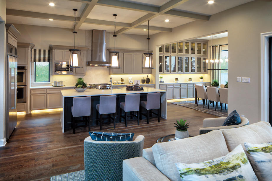 The well-appointed kitchen of the Valen model home