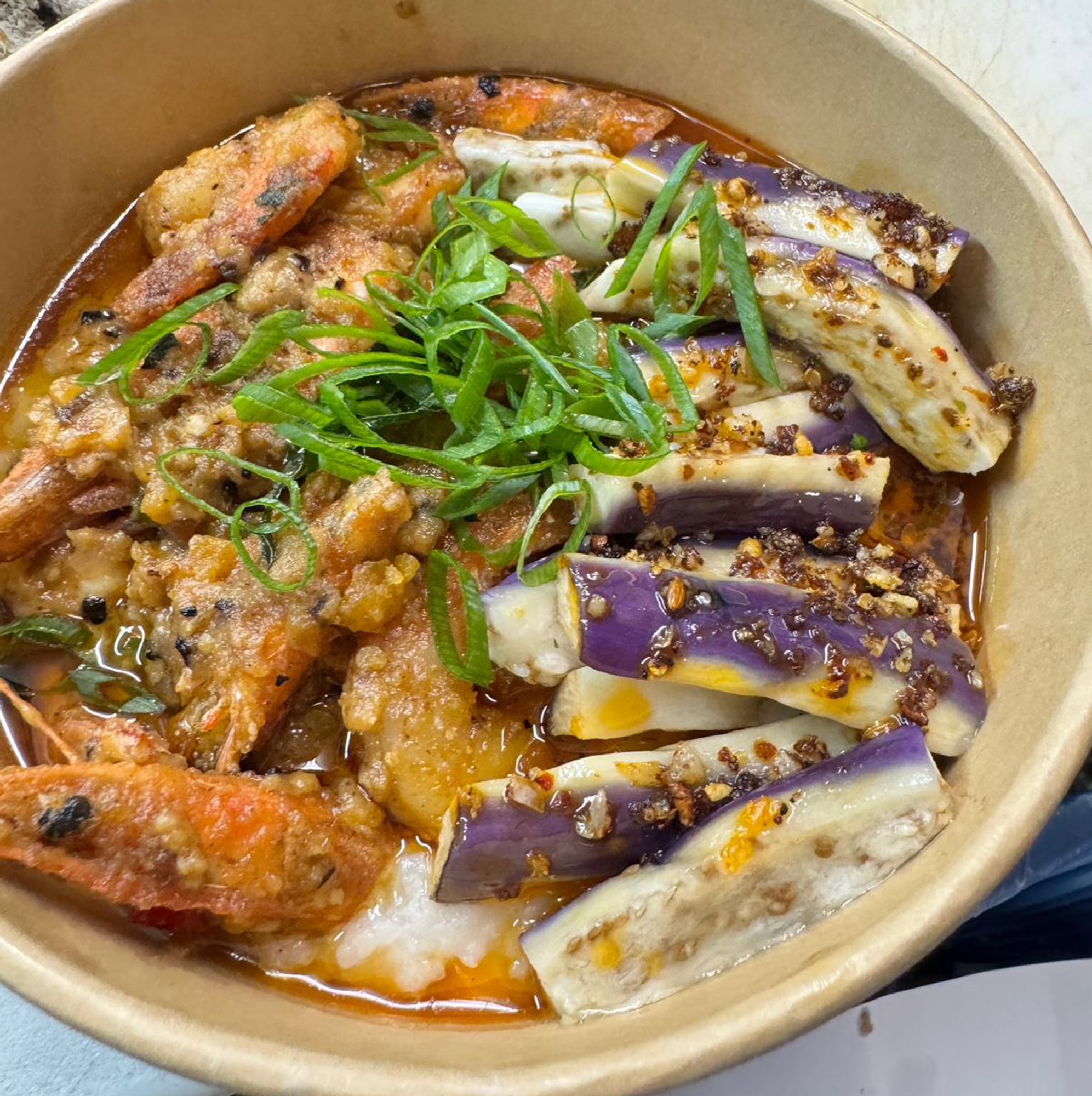 Salted Egg Yolk Prawn and Congee