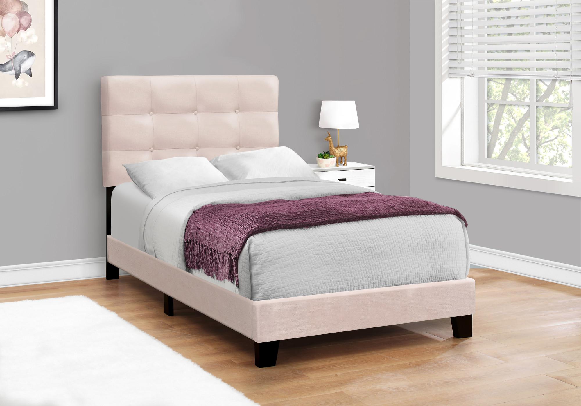 Twin Pink Velvet Bed