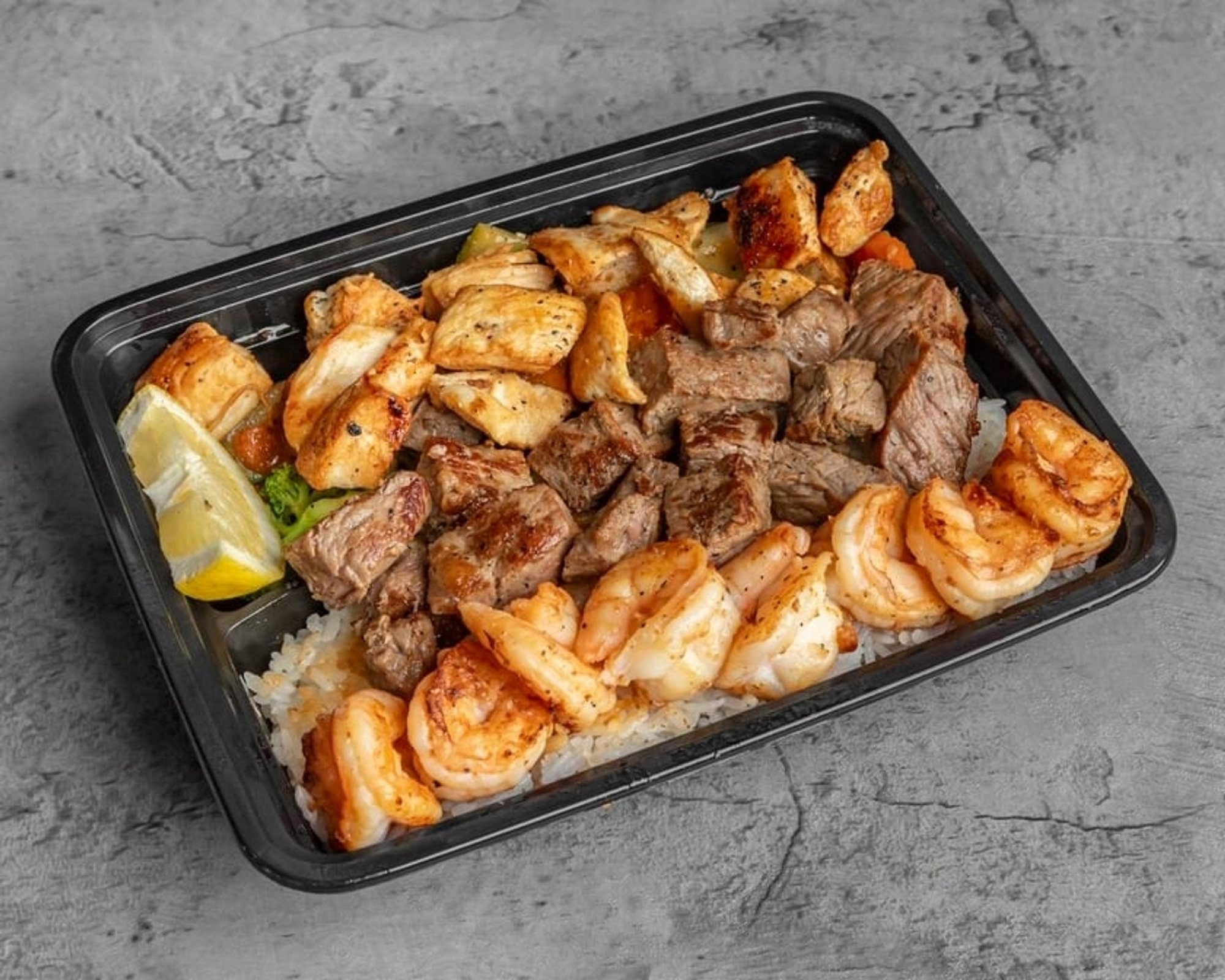 New York Steak, Chicken, & Shrimp Trio Combination Plate