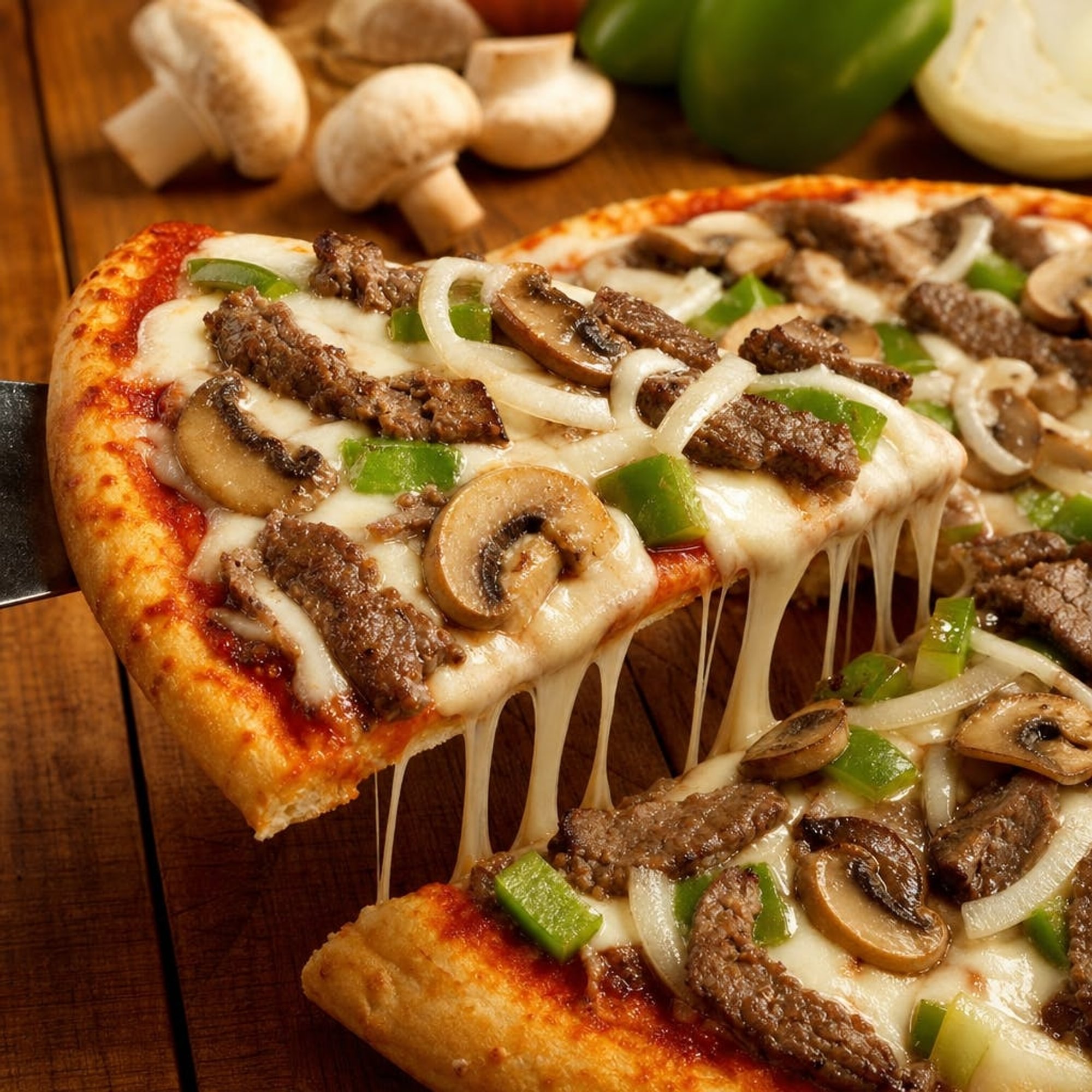 Cheesesteak Pizza Slice