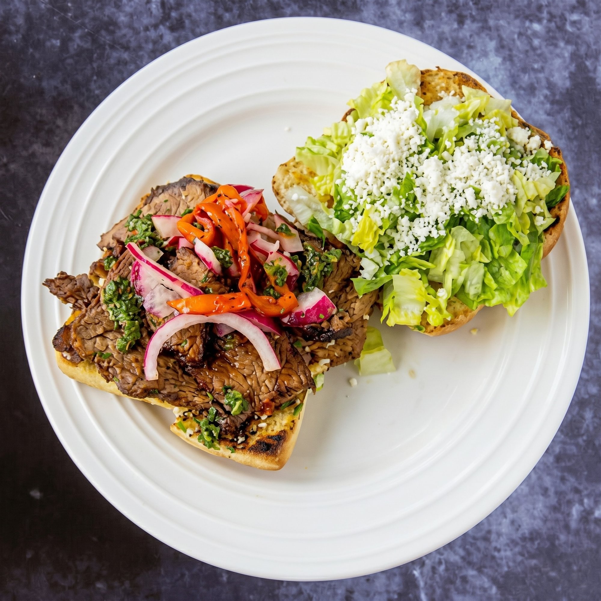 Thinly Sliced Grilled Tri-Tip Steak Sandwich