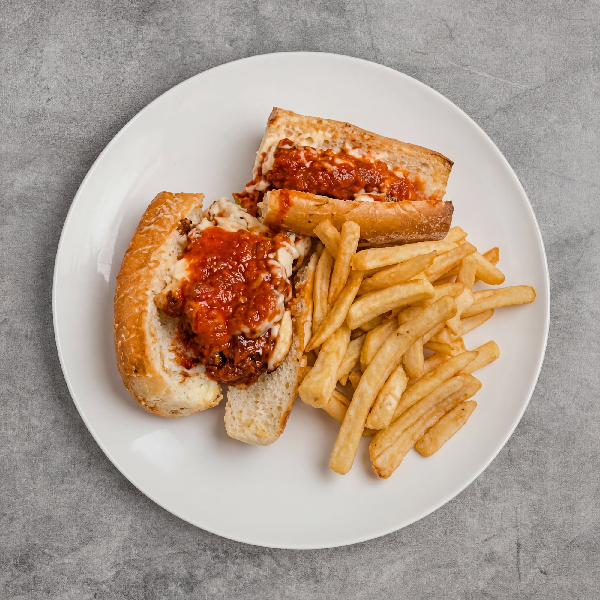 Chicken Parmigiana Sandwich, Fries & Soda Lunch
