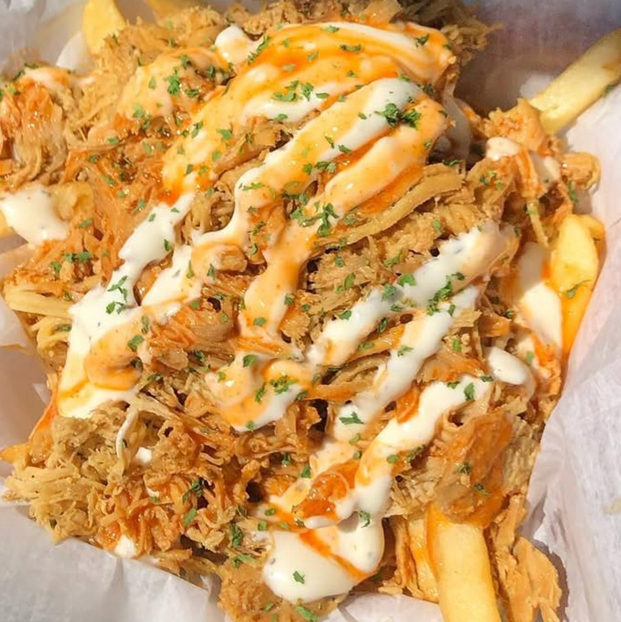 Pulled Chicken Over Fries