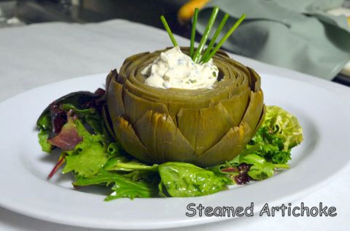 Steamed whole French Artichoke
