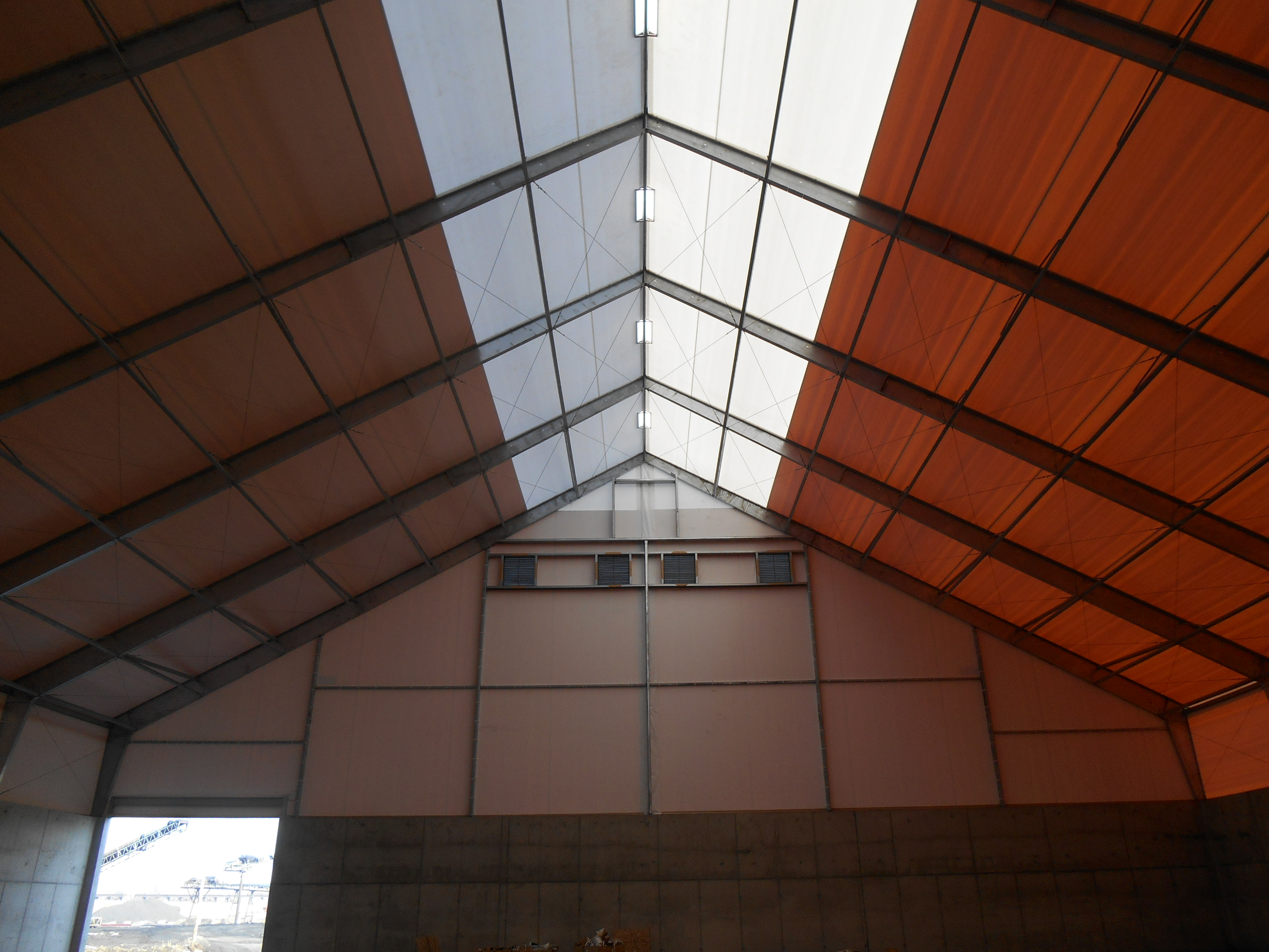 Check out the skylight inside this tension fabric structure used for bulk storage at a river terminal.