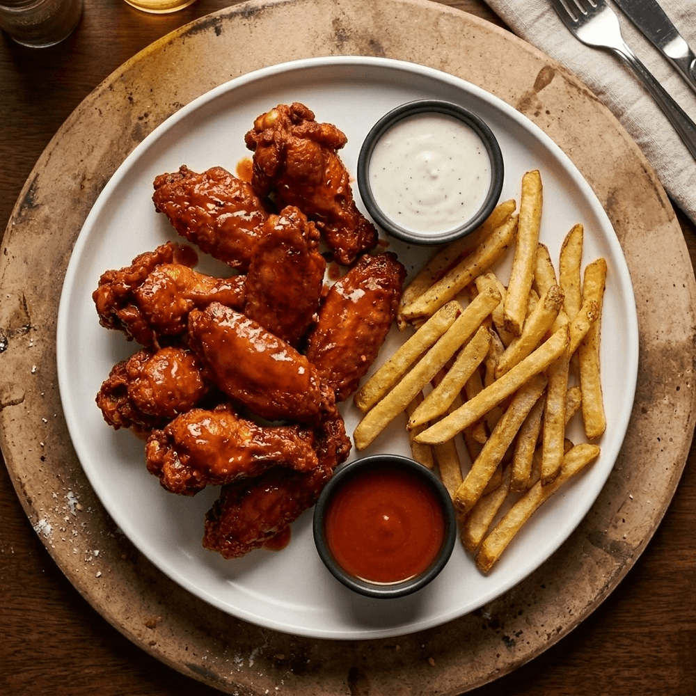 10 Wings with fries
