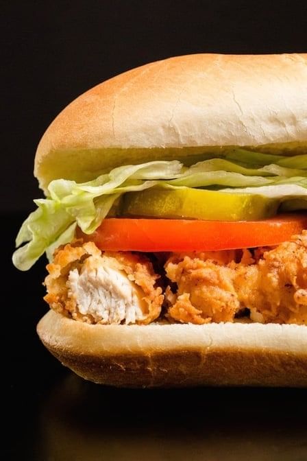 12'' Chicken Tender SUB w/ Fries Served with Lettuce, Onion Tomato and Mayo