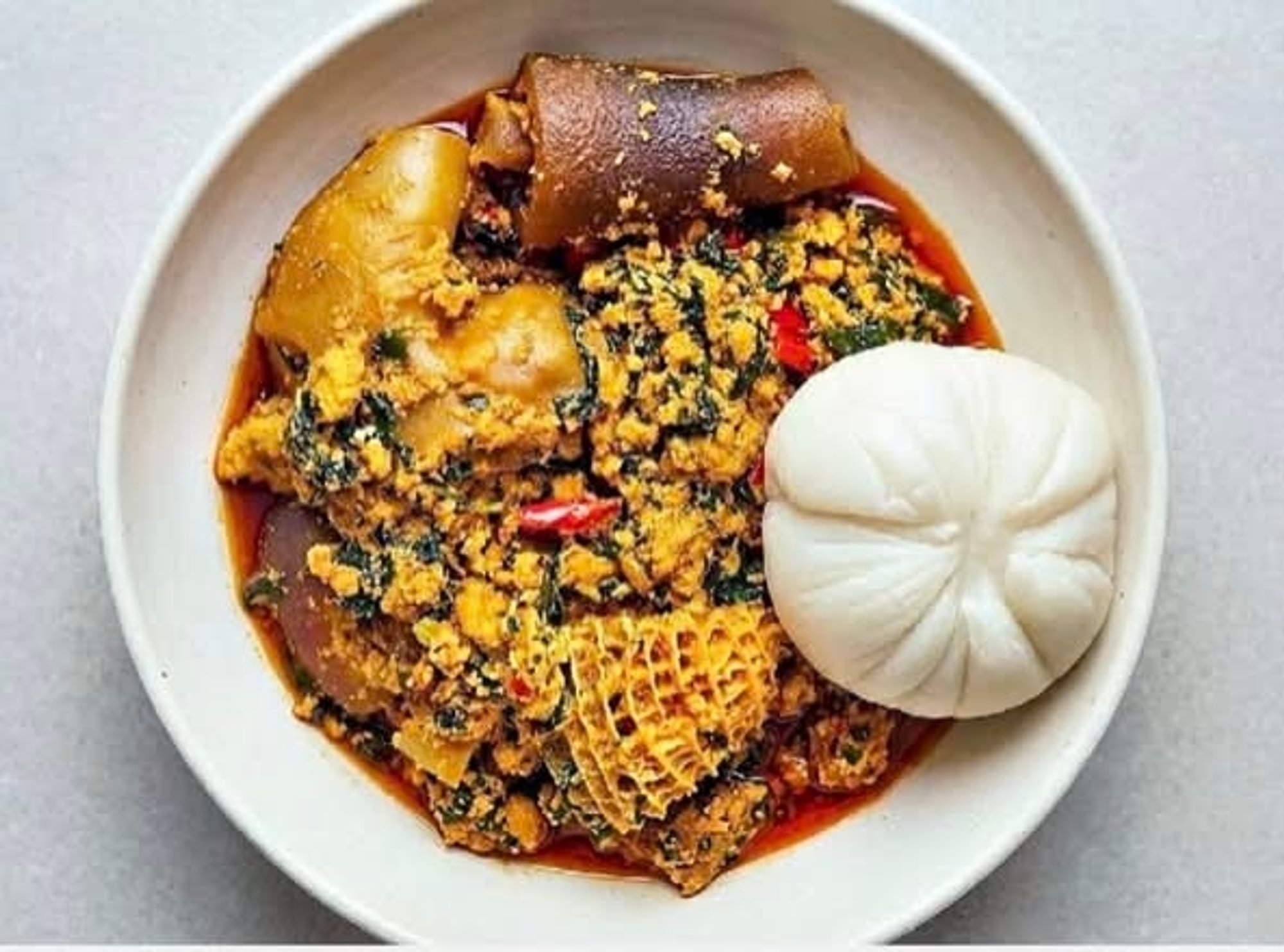 Fufu & Egusi W Any Soup& Meat (halfnhalf)