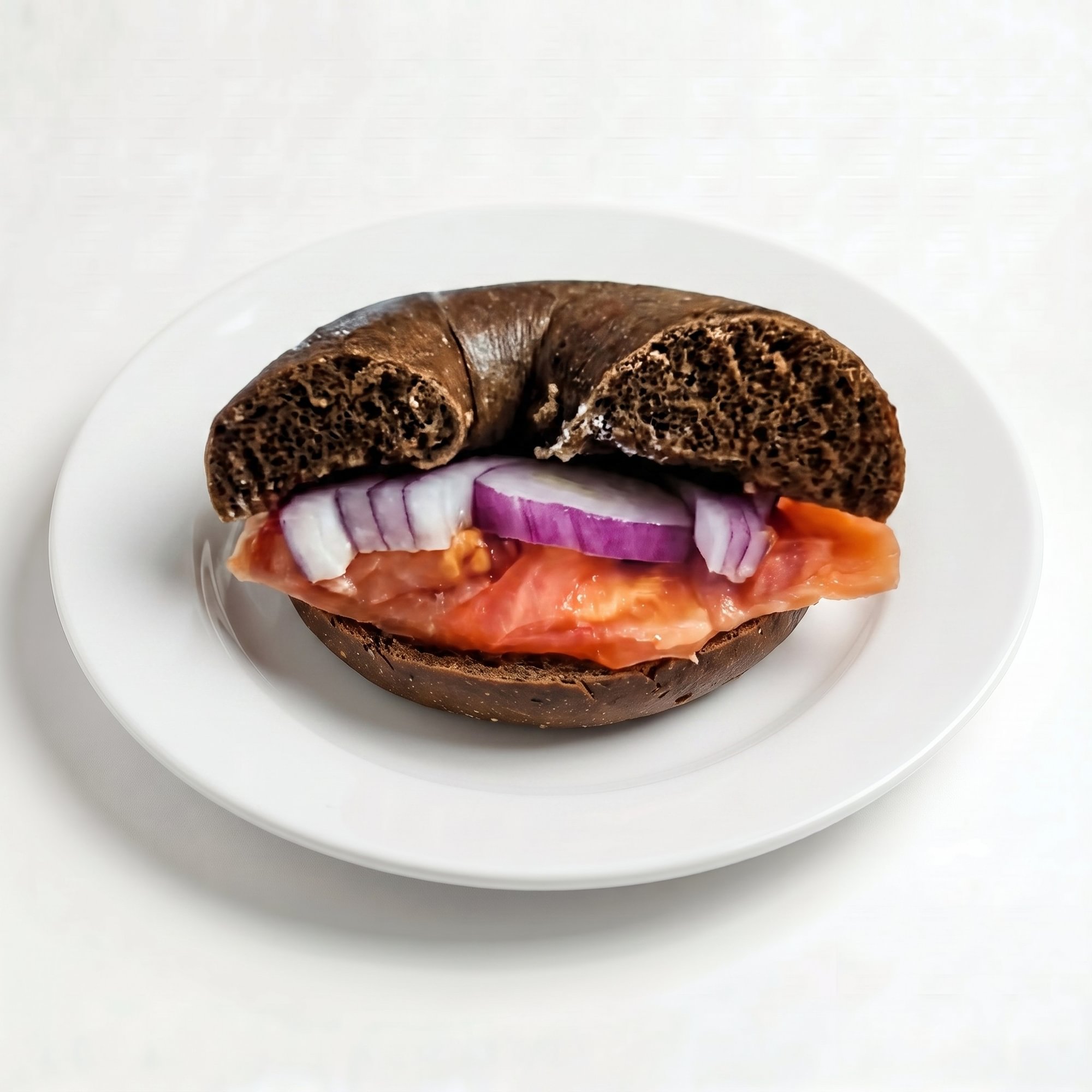 Bagel with Fresh Lox, Cream Cheese, Tomato and Onions