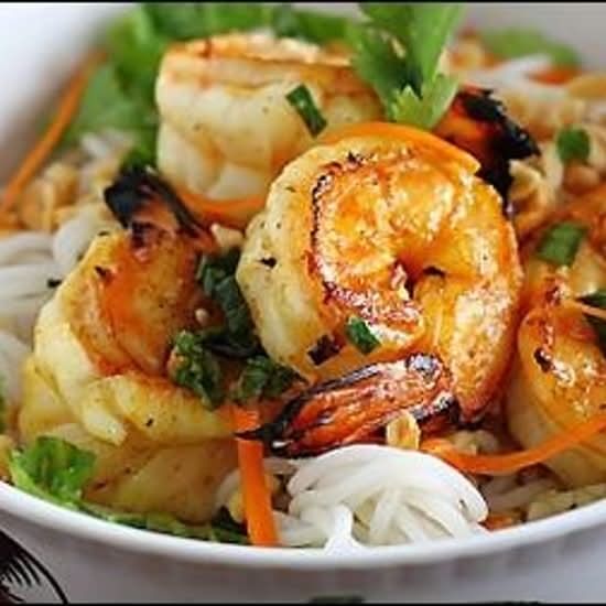 51. Vermicelli with Grilled Marinated Shrimp / Bún Tôm Nướng